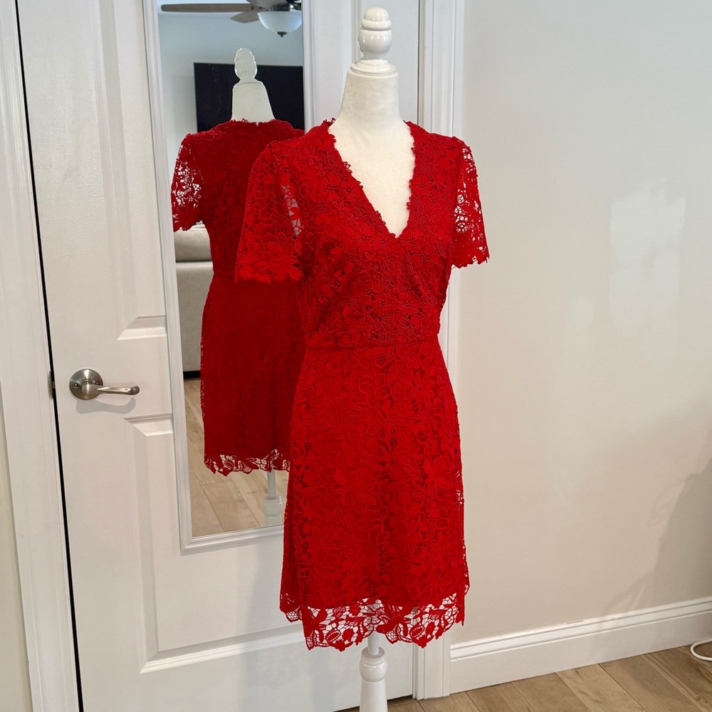 NWT WHBM Red Lace Sheath Dress, 4